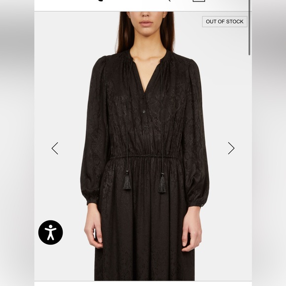 NWT $455 The Kooples LONG BLACK SNAKESKIN JACQUARD DRESS size 3 - Picture 5 of 17